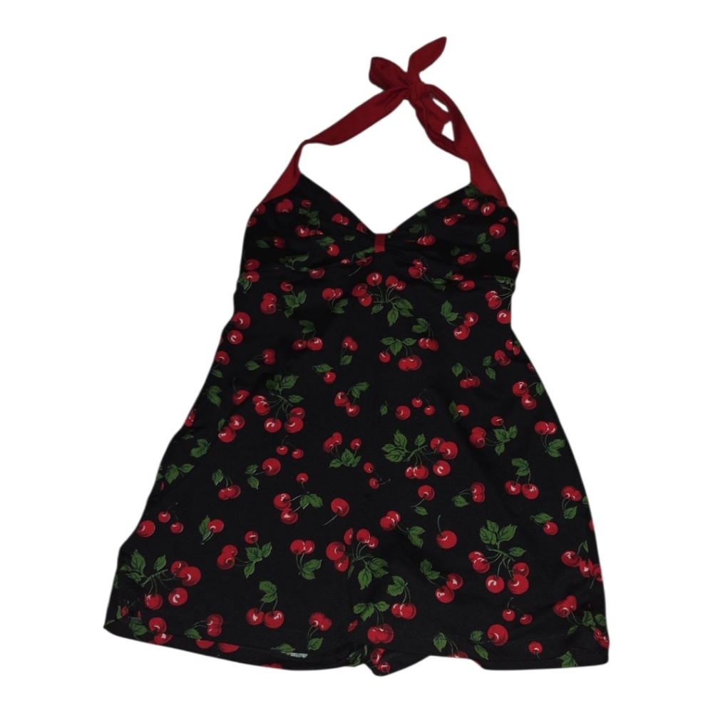 Pinup Couture Cherry Print Halter Swim